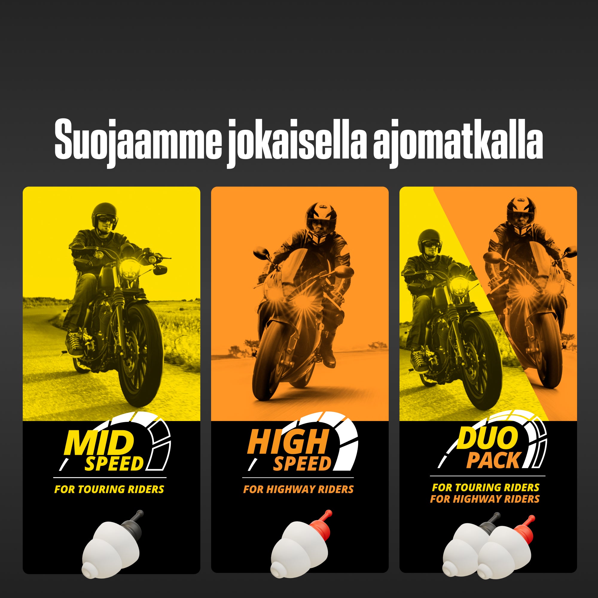 Kolme Alpine MotoSafe -vaihtoehtoa tekstin &
