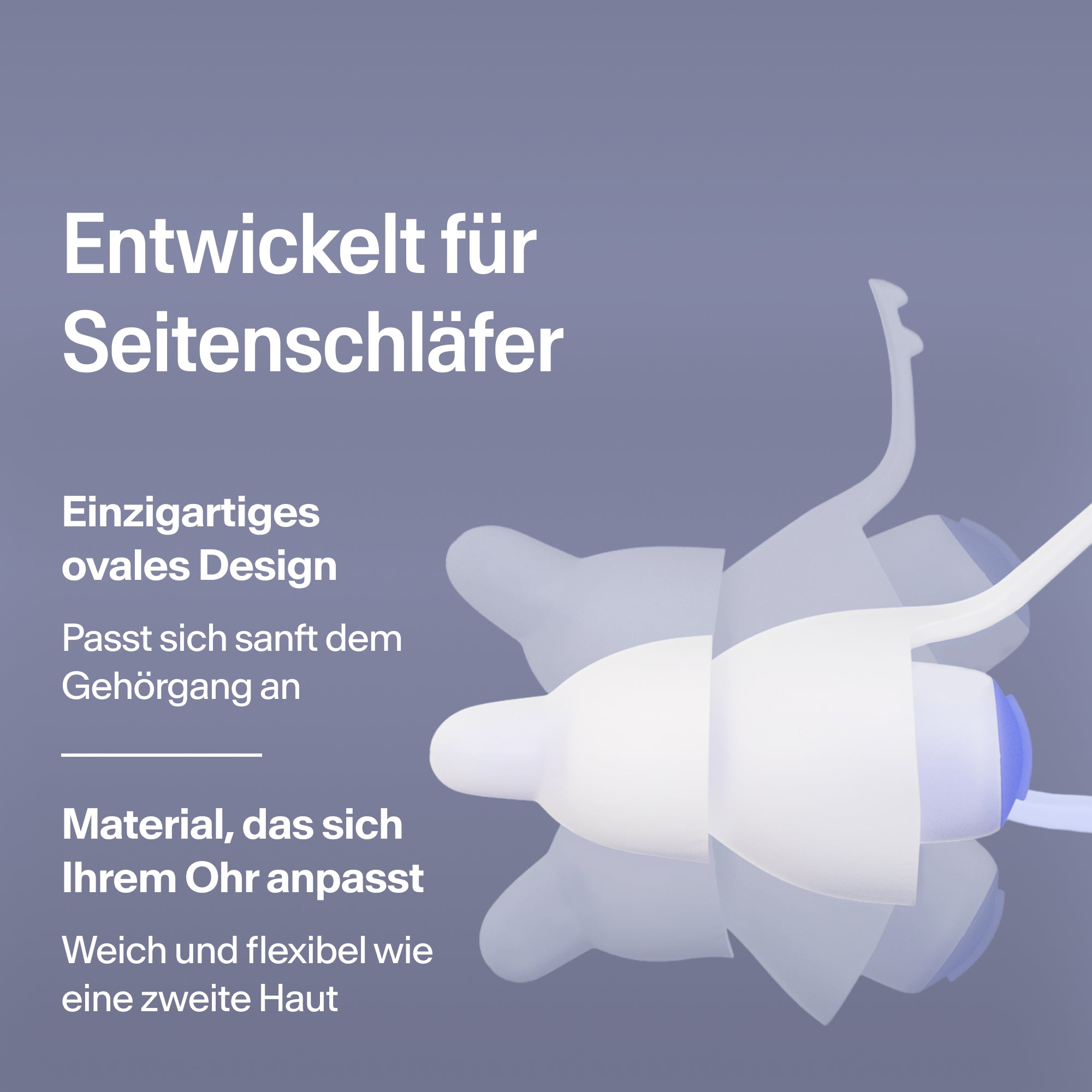 Ovale Alpine SleepDeep Multisize Ohrstöpsel für Seitenschläfer, aus weichem, flexiblem Material, das sich dem Ohr anpasst