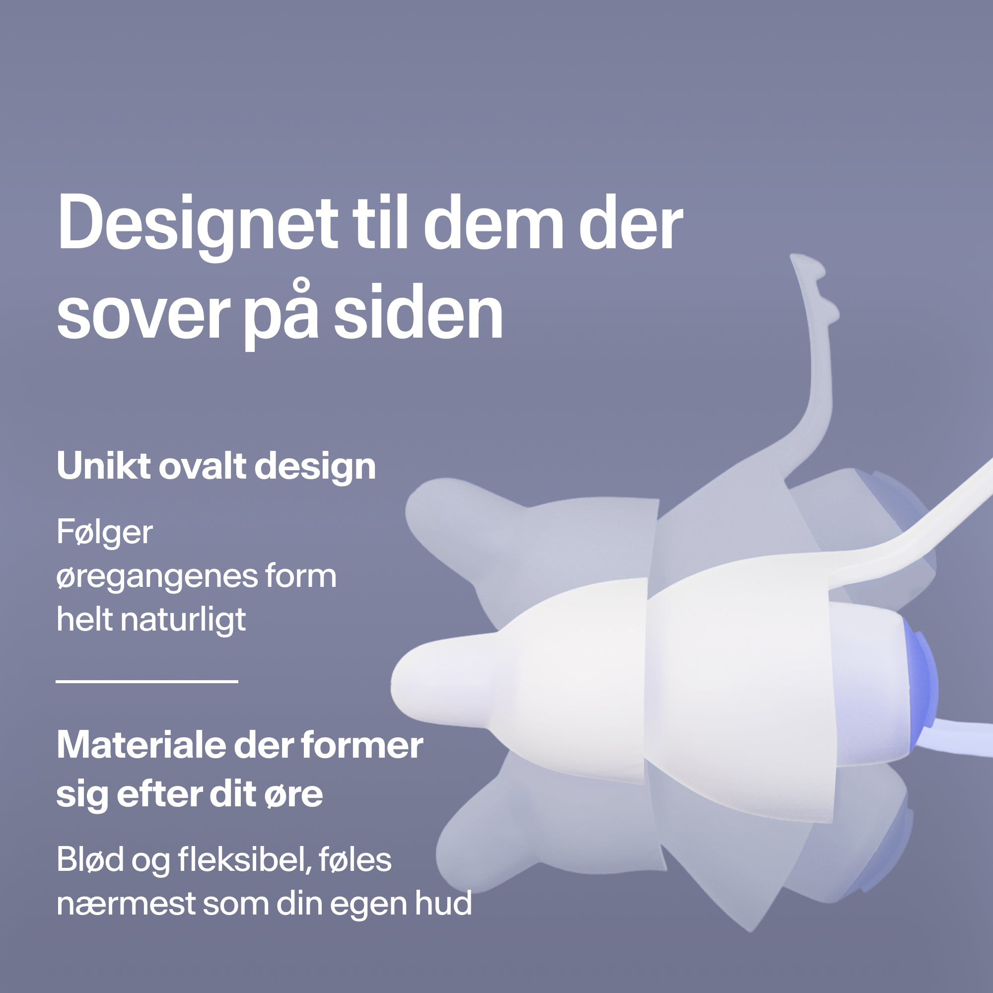 Ovale Alpine SleepDeep Multisize ørepropper til sidesovere, af blødt, fleksibelt materiale, der former sig efter øret