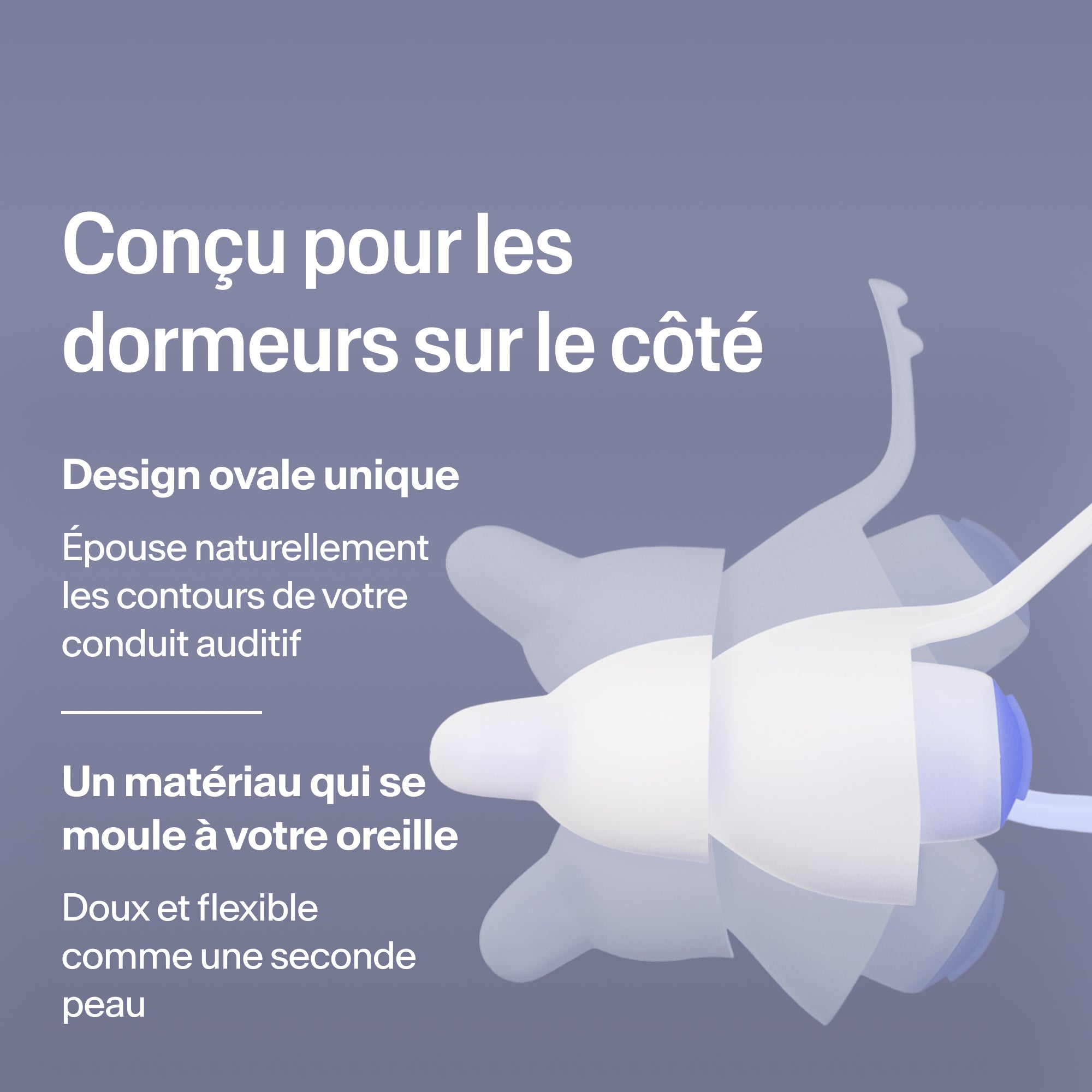 Bouchons ovales Alpine SleepDeep taille M pour dormeurs sur le côté, en matière souple et flexible qui épouse l&
