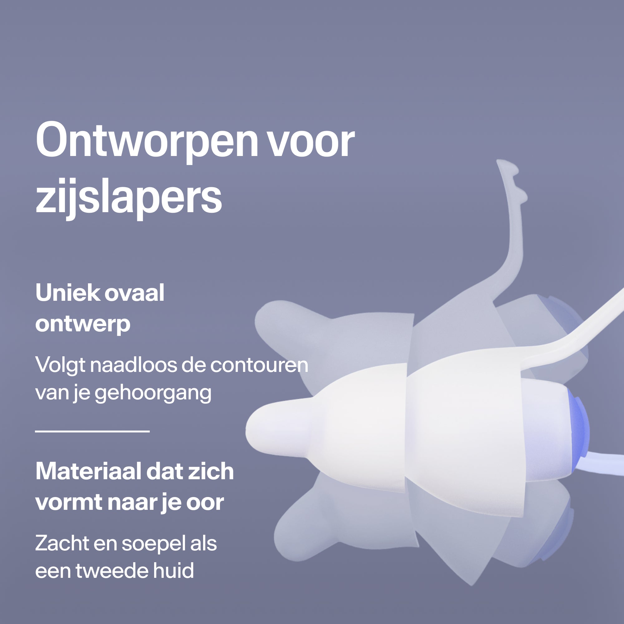 Ovale Alpine SleepDeep oordopjes in maat M voor zijslapers, van zacht, flexibel materiaal dat zich naar het oor vormt