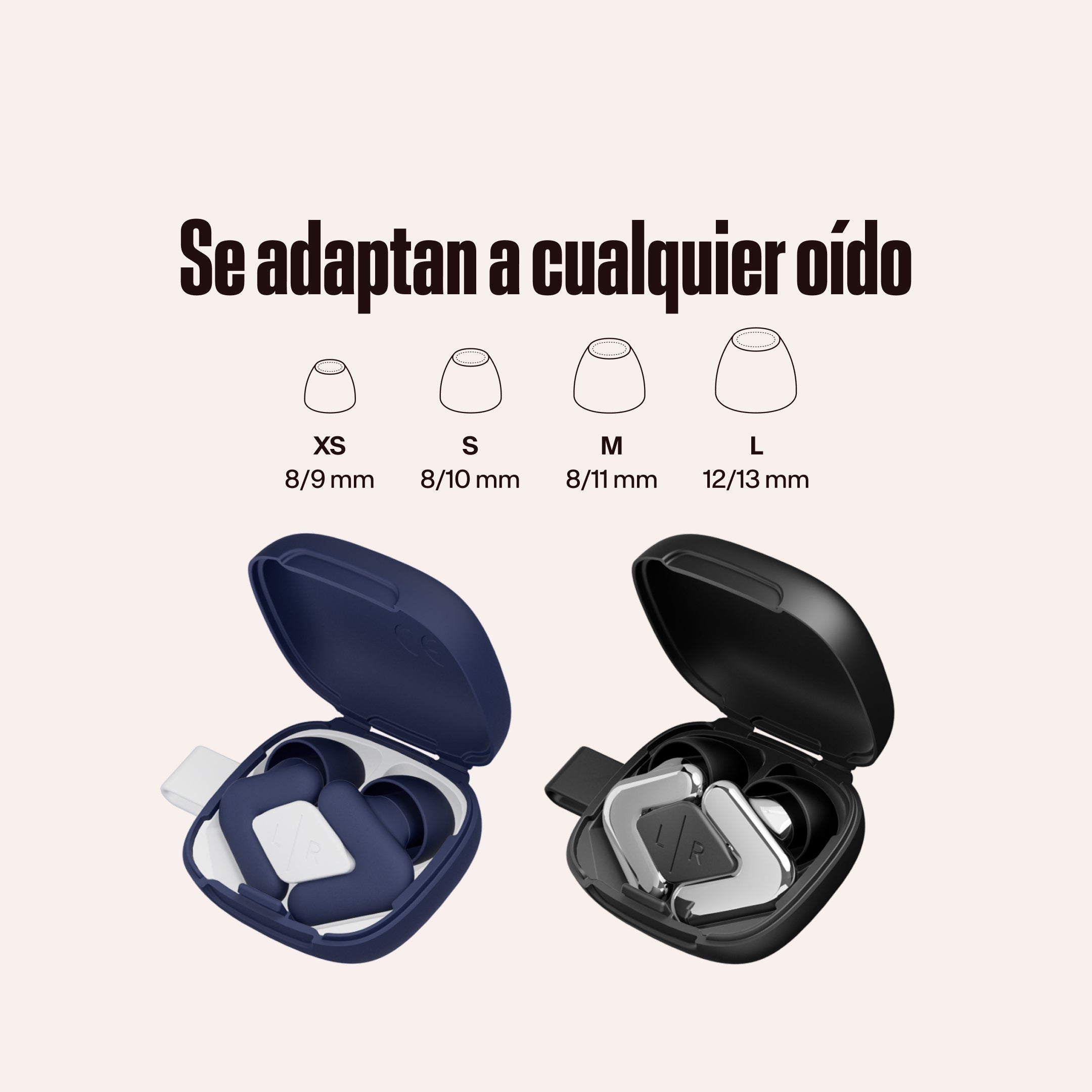 Tapones para los oídos Alpine Silence y Alpine Tune en estuches abiertos, con el texto &