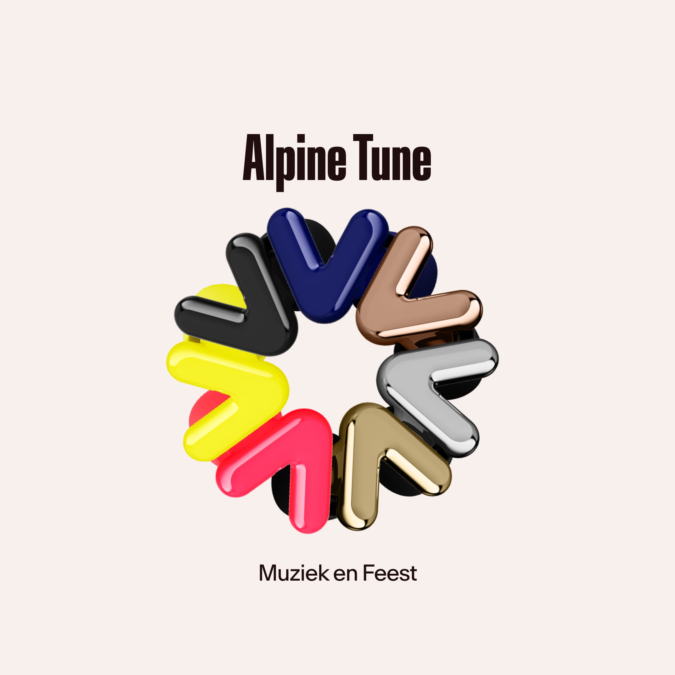 Alpine Tune oordopjes in meerdere kleuren in een cirkel geplaatst, met de tekst &