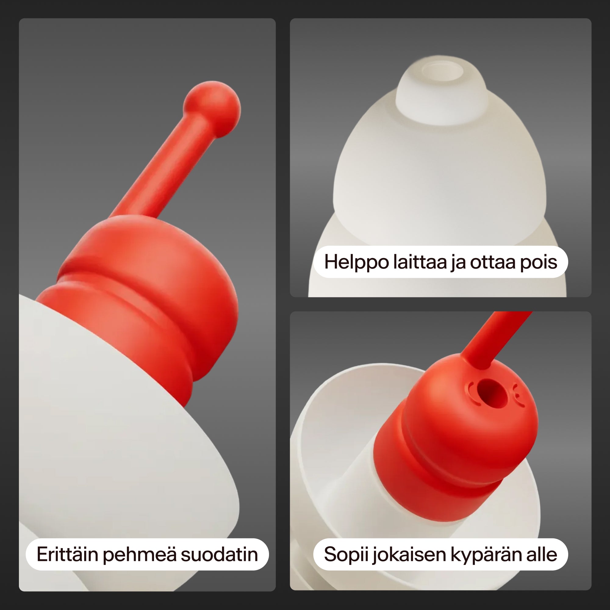 Lähikuvia Alpine MotoSafe Sport -korvatulpista, tekstit &