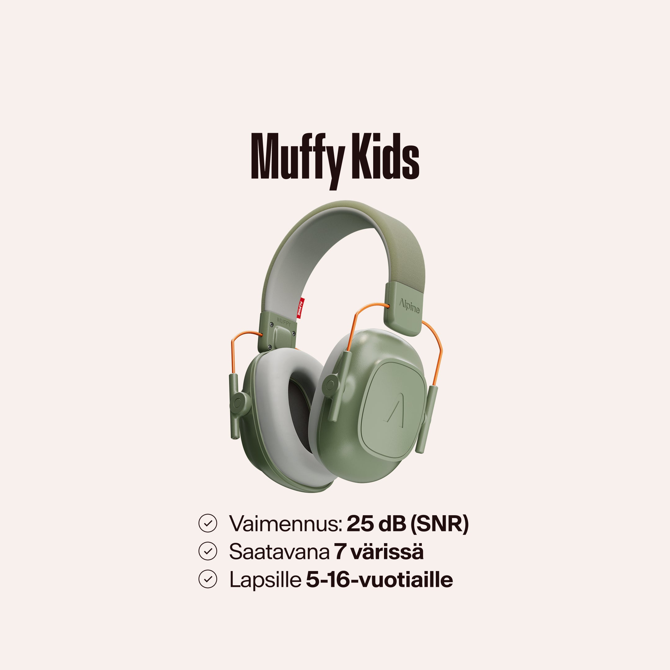 Alpine Muffy Kids -kuulosuojaimet, tekstinä &