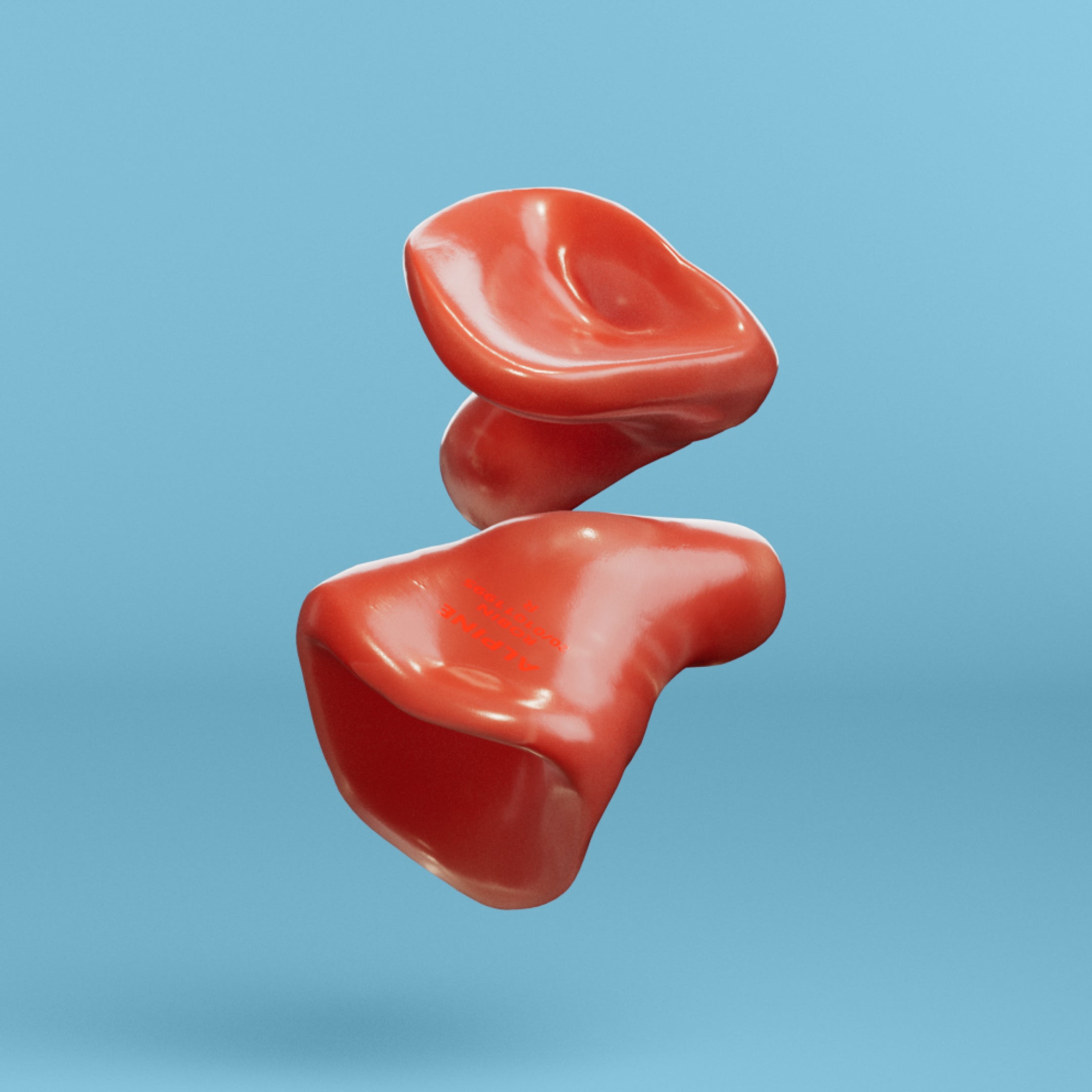 Pair of Alpine SleepSoft Custom Red earplugs, 3D render 