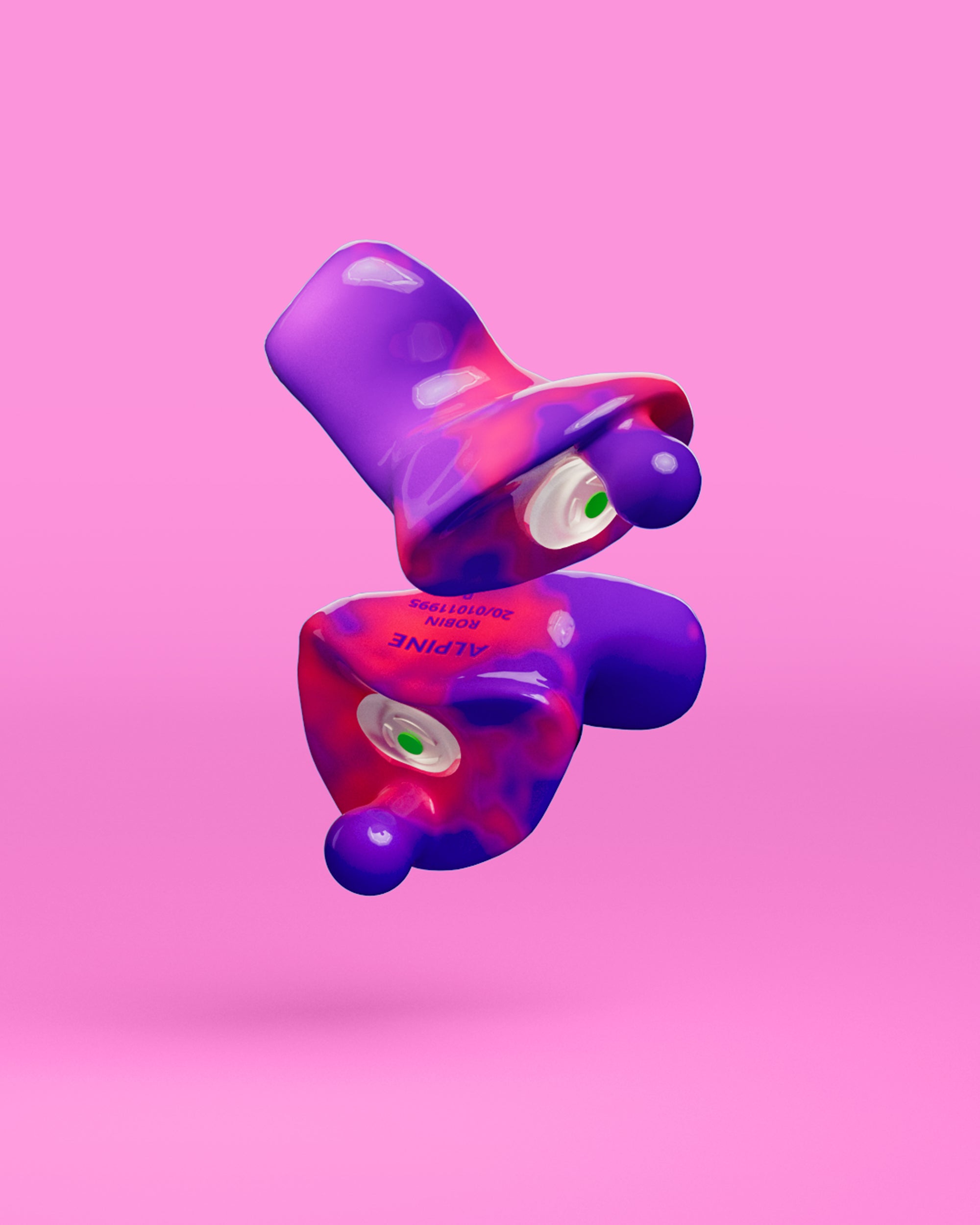 Pair of Alpine PartyPlug Custom Festival Edition earplugs with filters, 3D render #color_festival-edition