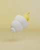 Alpine FlyFit product animation, 3D render of a white earplug with yellow filter on a yellow background