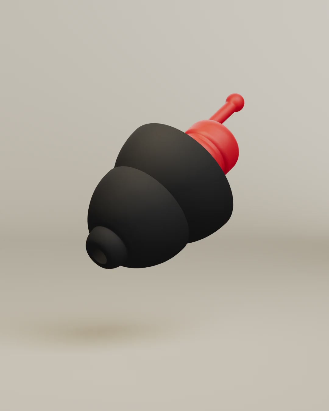 Alpine MotoGP™ Earplugs product animation, 3D render of a black earplug with red filter #pdp_hide
