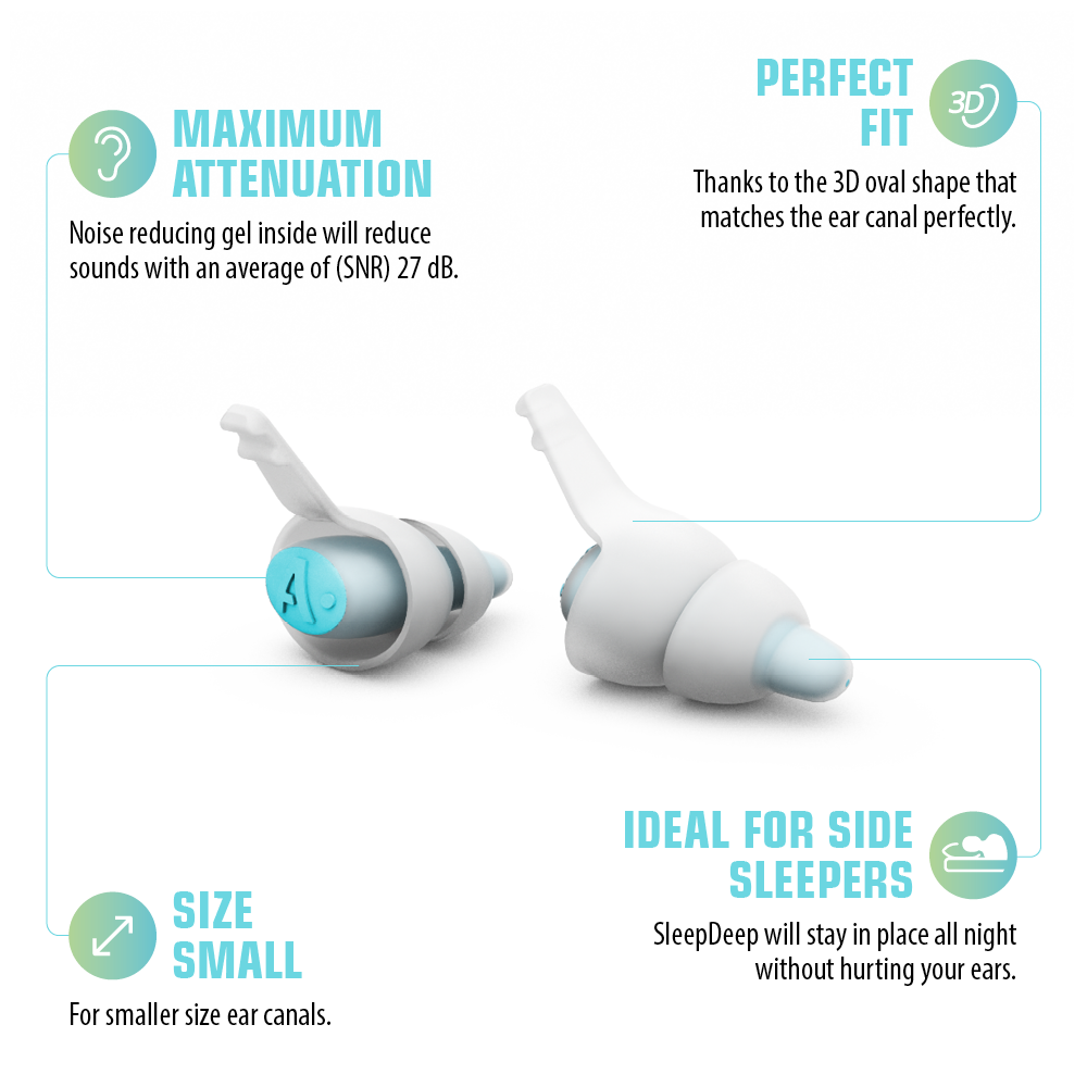 Alpine SleepDeep Multisize - Soft Ear Plugs for Sleeping and Concentration - New 3D Oval Shape and Noise Reducing Gel for Better Attenuation - 27dB
